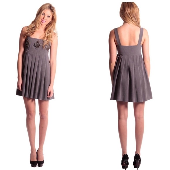 Karta Jeweled Neckline Empire Pleated Dress - Picture 3 of 6